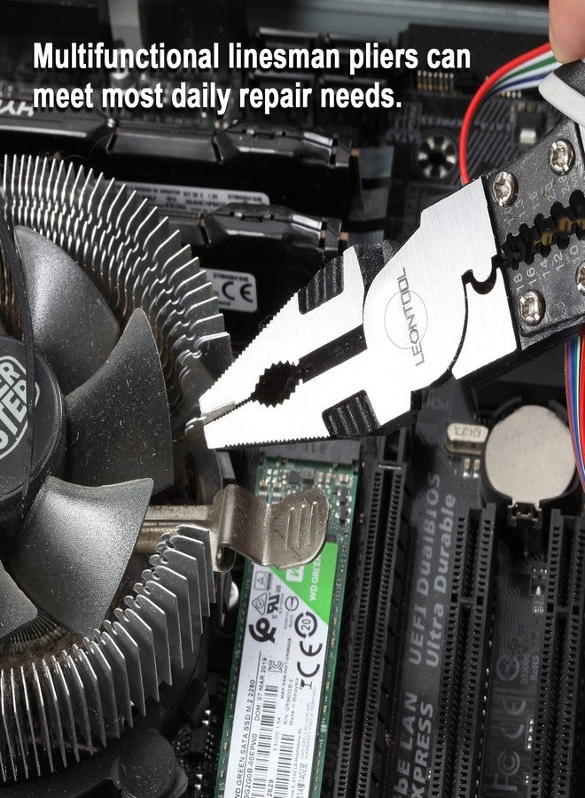 كماشة ليونتول متعددة الاستخدامات مع وظائف تعرية الأسلاك/الضغط/القطع/الربط، مقاس 9 بوصات، 4 في 1، كماشة متعددة الاستخدامات لعمال الخطوط، كماشة قطع جانبية شديدة التحمل، أداة أداء دقيقة - Image 4